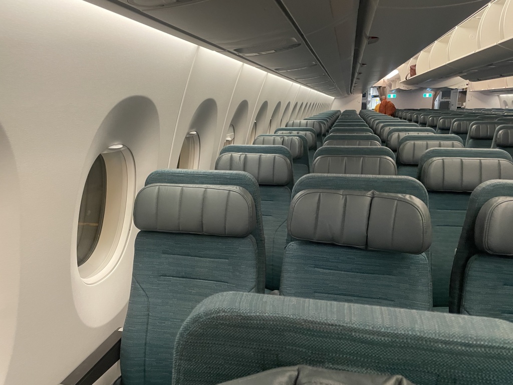 a row of seats in an airplane