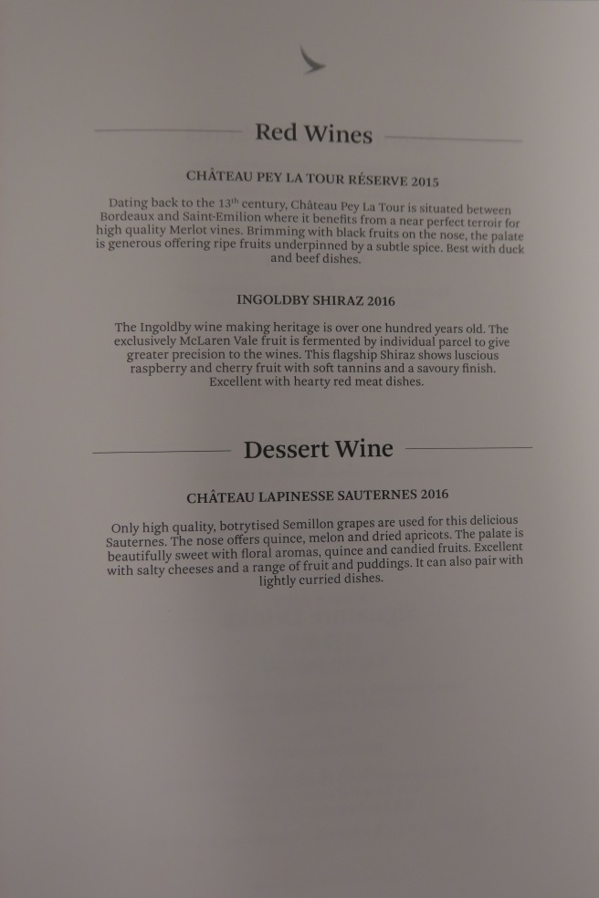 a menu of a wine tasting