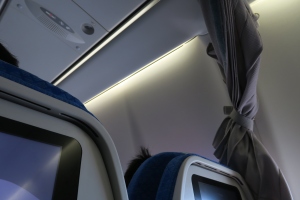 a close-up of a seat on an airplane