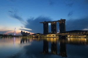 Marina Bay Sands skyline with a body of water