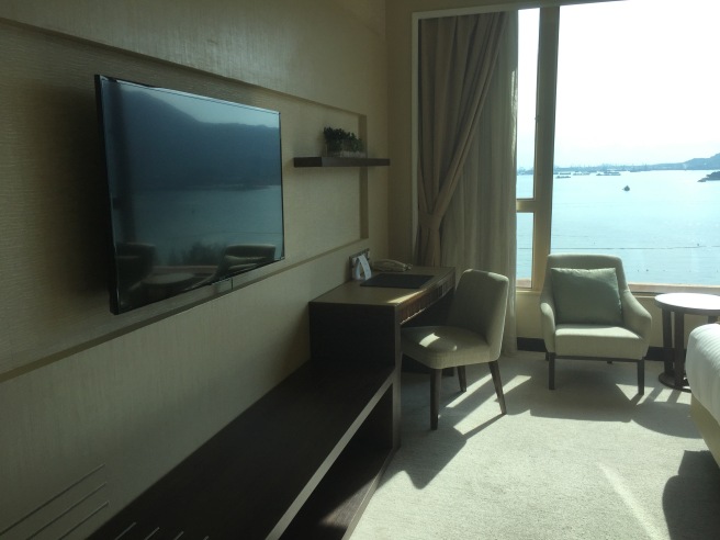 a room with a television and a window