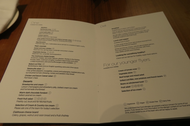 a menu open on a table