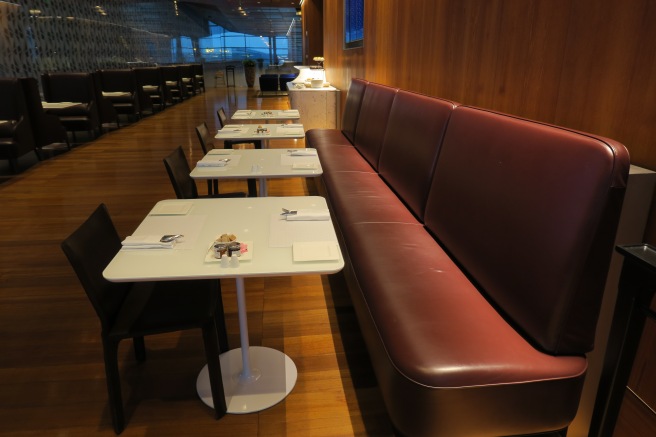 a table and chairs in a restaurant