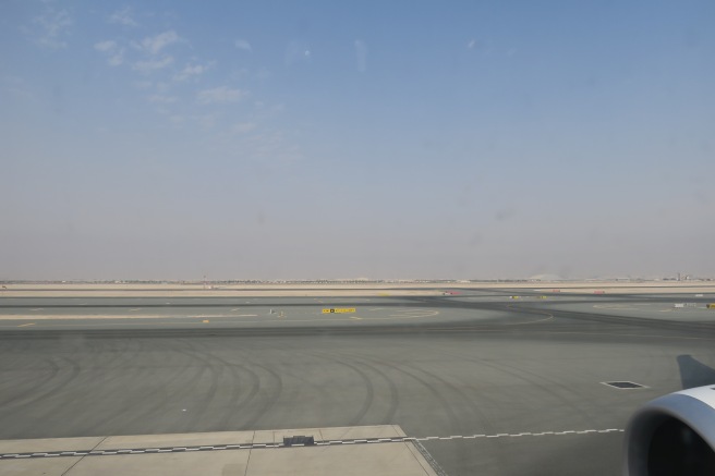 a runway with a few tires on it