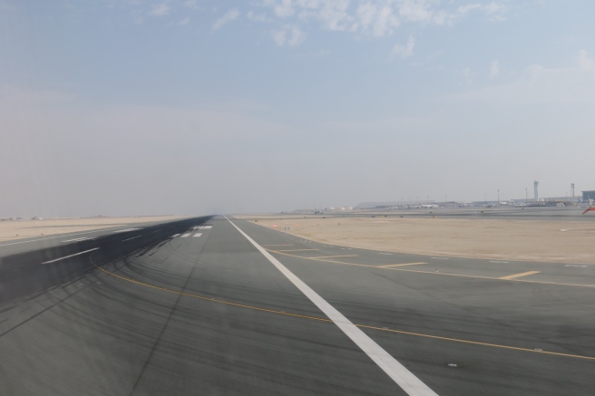 a runway with a white line on it