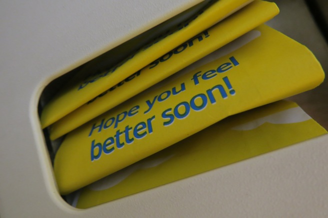 a yellow packet with blue writing
