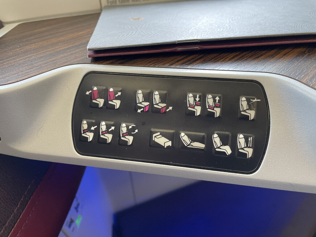 a seat controls on a table