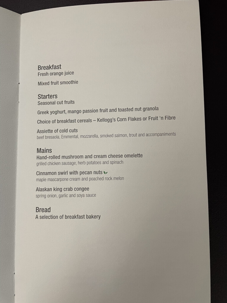 a menu of breakfast on a table