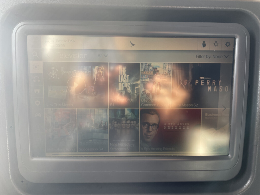 a screen with a movie on it