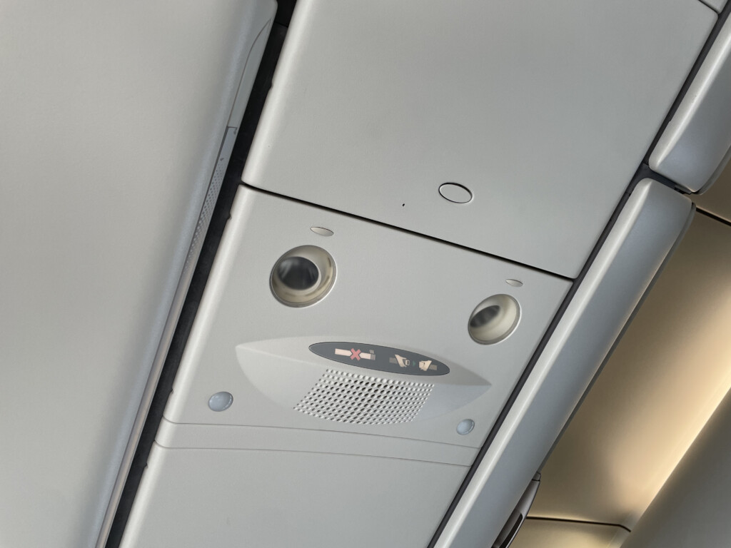 a overhead panel of an airplane