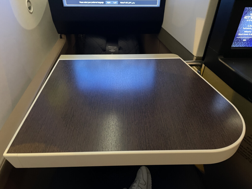 a table in an airplane