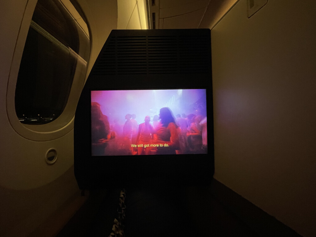 a television on a plane