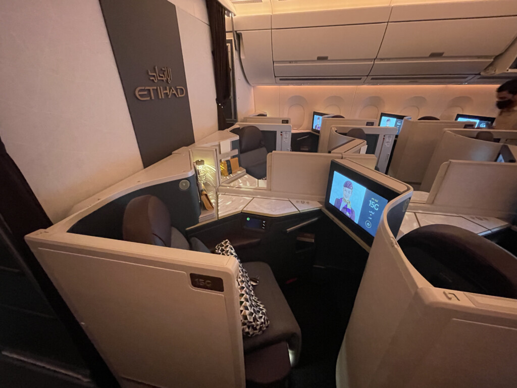 a group of seats in a business class