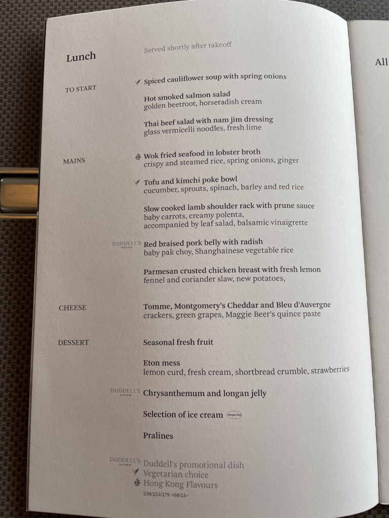 a page of a menu