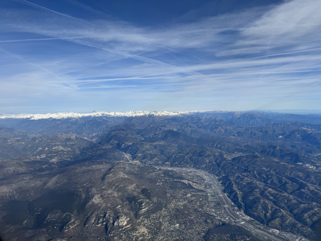 a aerial view of a mountain range