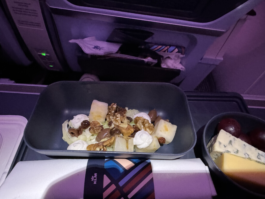 food in a tray on a plane