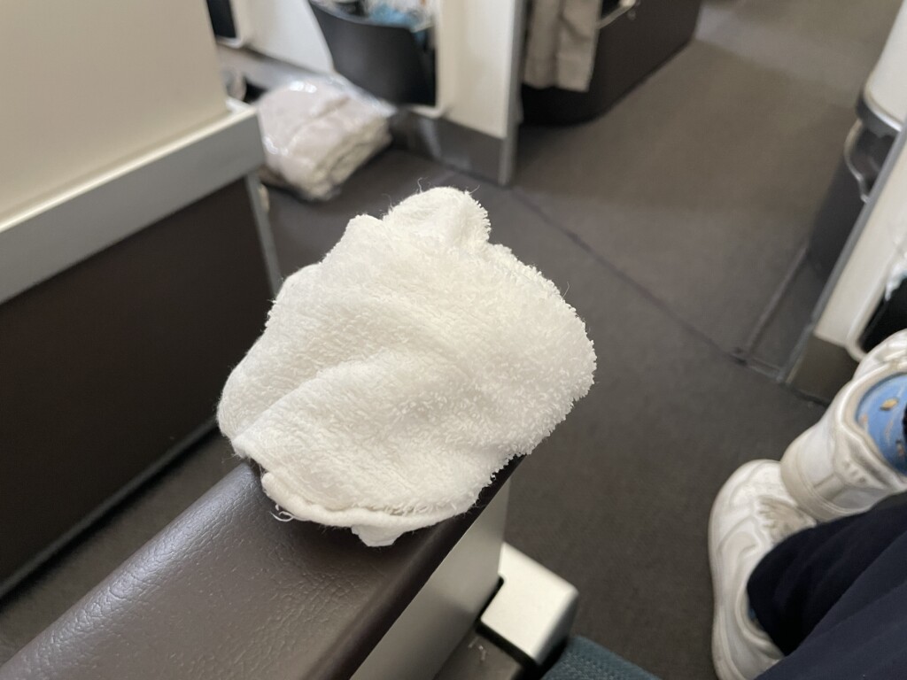 a white towel on a rail